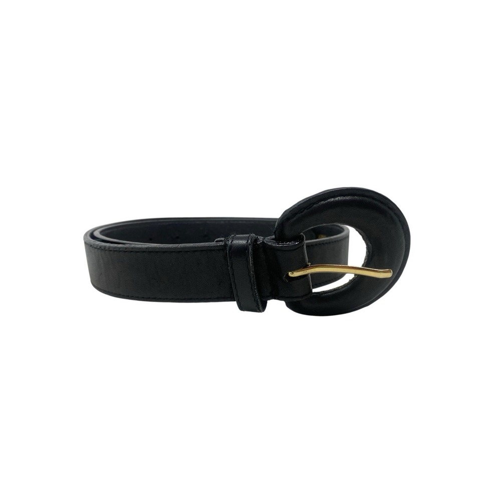 Diane Von Furstenberg Womens Solid Black Genuine Leather Belt Size S / M